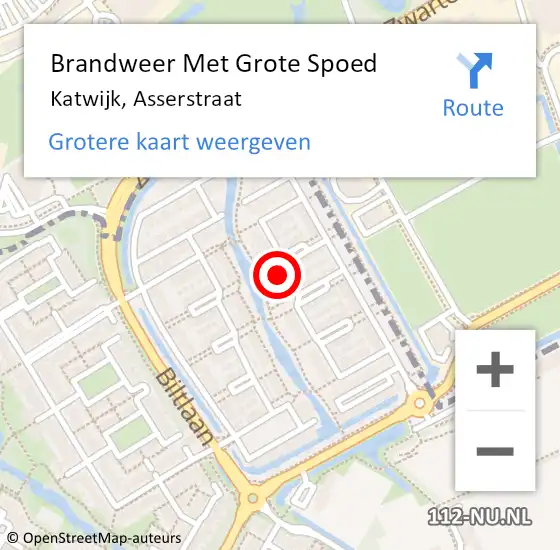 Locatie op kaart van de 112 melding: Brandweer Met Grote Spoed Naar Katwijk, Asserstraat op 4 januari 2024 11:11