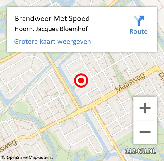 Locatie op kaart van de 112 melding: Brandweer Met Spoed Naar Hoorn, Jacques Bloemhof op 4 januari 2024 11:16