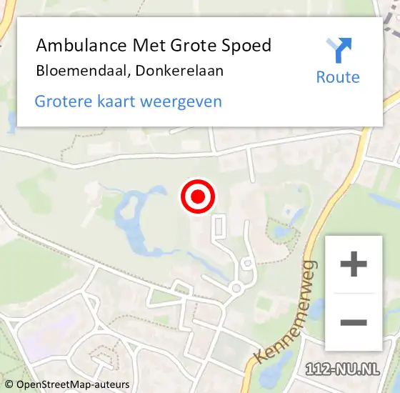 Locatie op kaart van de 112 melding: Ambulance Met Grote Spoed Naar Bloemendaal, Donkerelaan op 4 januari 2024 11:36