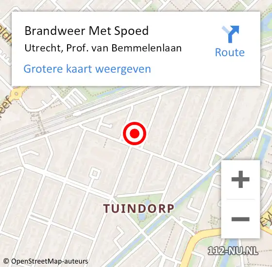 Locatie op kaart van de 112 melding: Brandweer Met Spoed Naar Utrecht, Prof. van Bemmelenlaan op 4 januari 2024 11:49