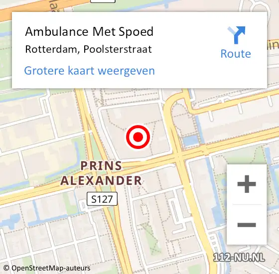 Locatie op kaart van de 112 melding: Ambulance Met Spoed Naar Rotterdam, Poolsterstraat op 4 januari 2024 12:09