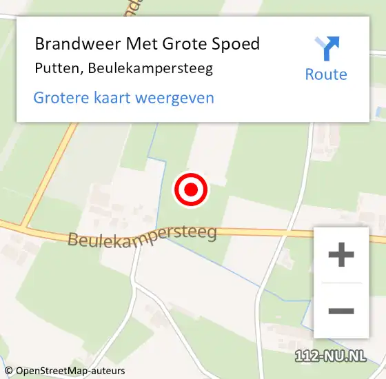 Locatie op kaart van de 112 melding: Brandweer Met Grote Spoed Naar Putten, Beulekampersteeg op 4 januari 2024 12:10