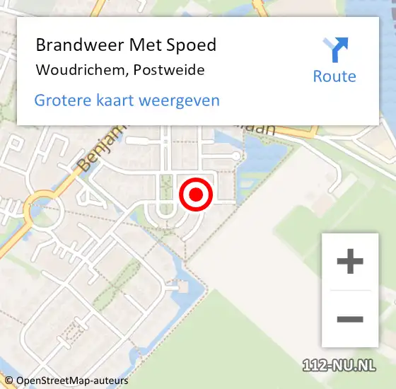 Locatie op kaart van de 112 melding: Brandweer Met Spoed Naar Woudrichem, Postweide op 4 januari 2024 12:17