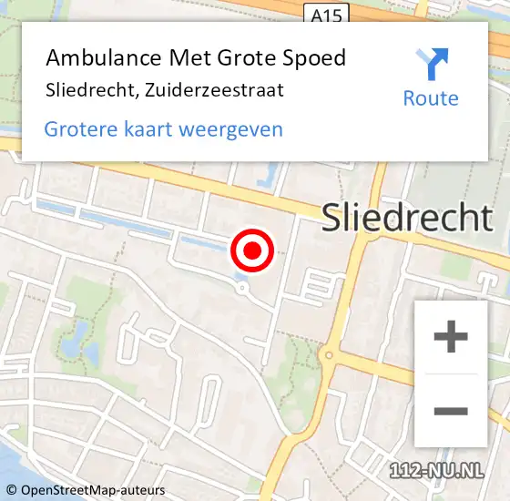 Locatie op kaart van de 112 melding: Ambulance Met Grote Spoed Naar Sliedrecht, Zuiderzeestraat op 4 januari 2024 12:21