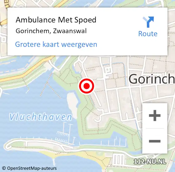 Locatie op kaart van de 112 melding: Ambulance Met Spoed Naar Gorinchem, Zwaanswal op 4 januari 2024 12:26