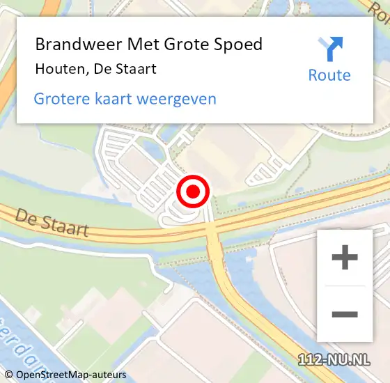 Locatie op kaart van de 112 melding: Brandweer Met Grote Spoed Naar Houten, De Staart op 4 januari 2024 12:37