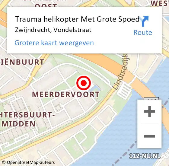 Locatie op kaart van de 112 melding: Trauma helikopter Met Grote Spoed Naar Zwijndrecht, Vondelstraat op 4 januari 2024 12:46