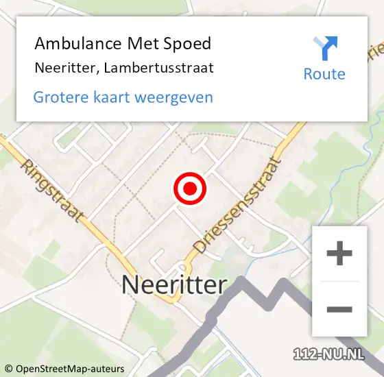 Locatie op kaart van de 112 melding: Ambulance Met Spoed Naar Neeritter, Lambertusstraat op 4 januari 2024 13:01