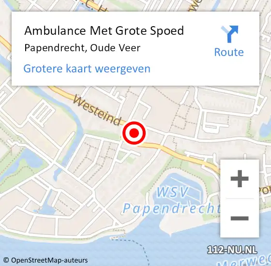 Locatie op kaart van de 112 melding: Ambulance Met Grote Spoed Naar Papendrecht, Oude Veer op 4 januari 2024 13:03