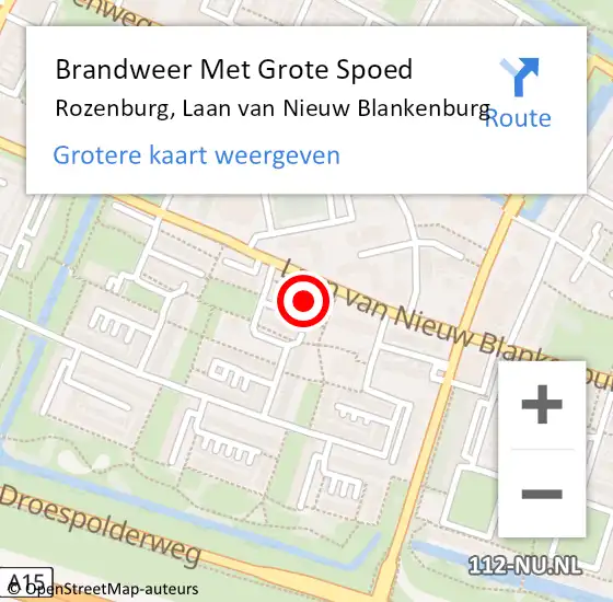 Locatie op kaart van de 112 melding: Brandweer Met Grote Spoed Naar Rozenburg, Laan van Nieuw Blankenburg op 4 januari 2024 13:06