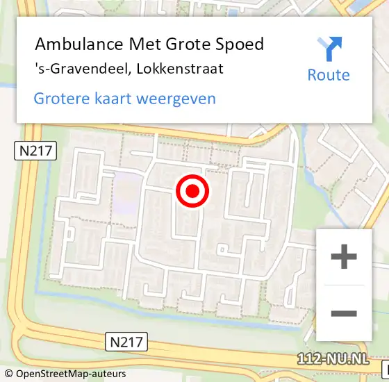 Locatie op kaart van de 112 melding: Ambulance Met Grote Spoed Naar 's-Gravendeel, Lokkenstraat op 4 januari 2024 13:16