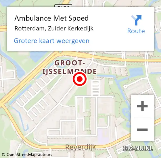 Locatie op kaart van de 112 melding: Ambulance Met Spoed Naar Rotterdam, Zuider Kerkedijk op 4 januari 2024 13:20