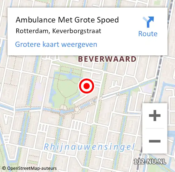 Locatie op kaart van de 112 melding: Ambulance Met Grote Spoed Naar Rotterdam, Keverborgstraat op 4 januari 2024 13:22