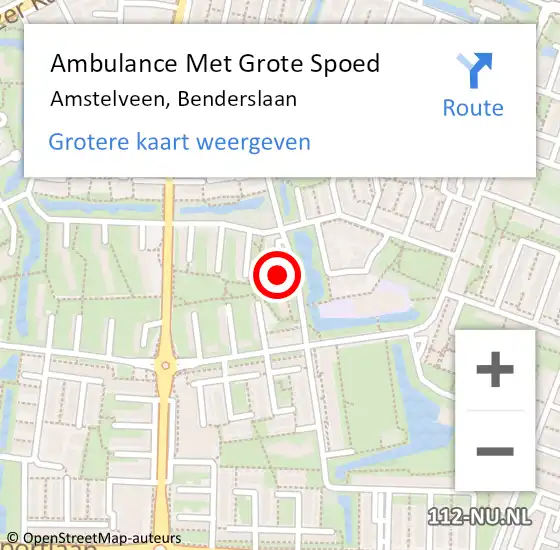 Locatie op kaart van de 112 melding: Ambulance Met Grote Spoed Naar Amstelveen, Benderslaan op 4 januari 2024 13:31