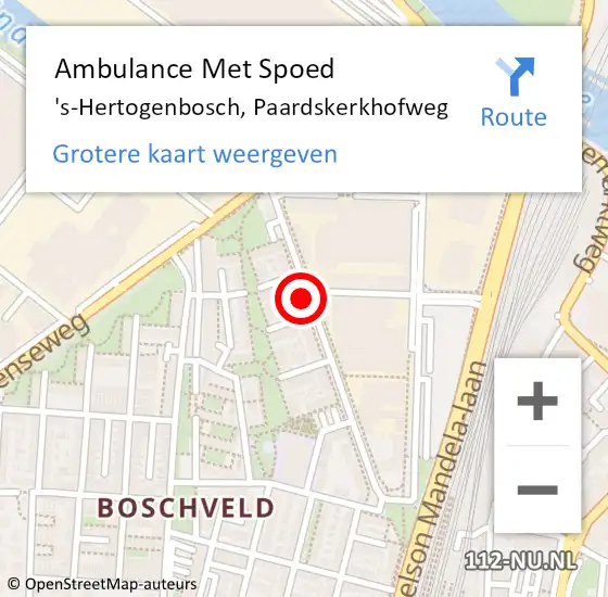 Locatie op kaart van de 112 melding: Ambulance Met Spoed Naar 's-Hertogenbosch, Paardskerkhofweg op 20 september 2014 22:56