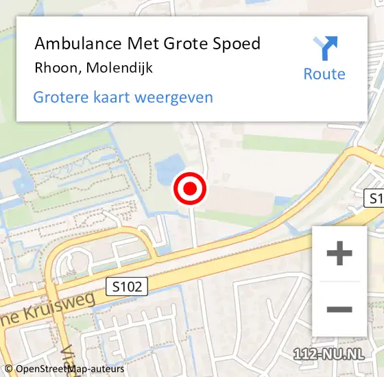 Locatie op kaart van de 112 melding: Ambulance Met Grote Spoed Naar Rhoon, Molendijk op 4 januari 2024 14:09