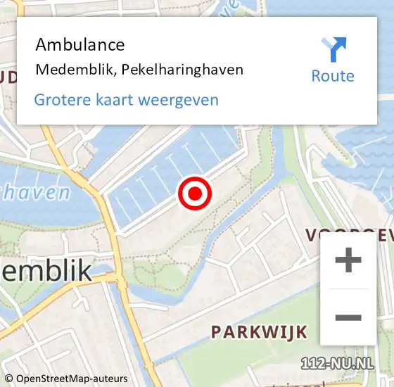 Locatie op kaart van de 112 melding: Ambulance Medemblik, Pekelharinghaven op 4 januari 2024 14:18