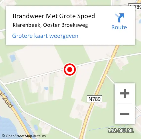 Locatie op kaart van de 112 melding: Brandweer Met Grote Spoed Naar Klarenbeek, Ooster Broeksweg op 4 januari 2024 14:27