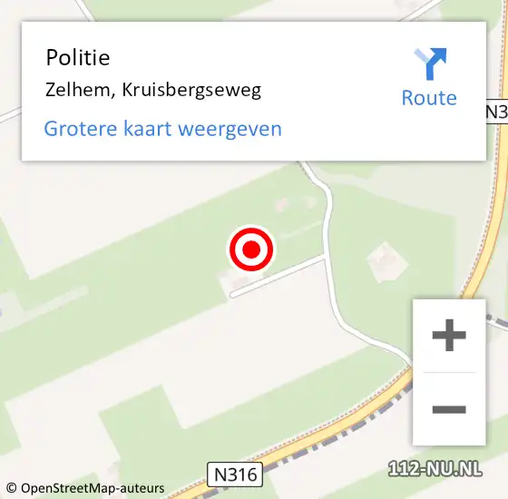 Locatie op kaart van de 112 melding: Politie Zelhem, Kruisbergseweg op 4 januari 2024 14:45