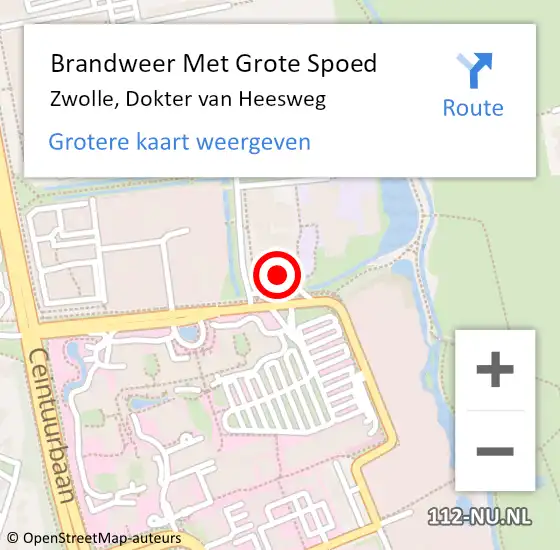 Locatie op kaart van de 112 melding: Brandweer Met Grote Spoed Naar Zwolle, Dokter van Heesweg op 4 januari 2024 14:51