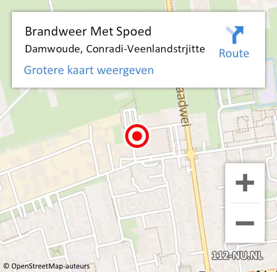 Locatie op kaart van de 112 melding: Brandweer Met Spoed Naar Damwoude, Conradi-Veenlandstrjitte op 4 januari 2024 14:56