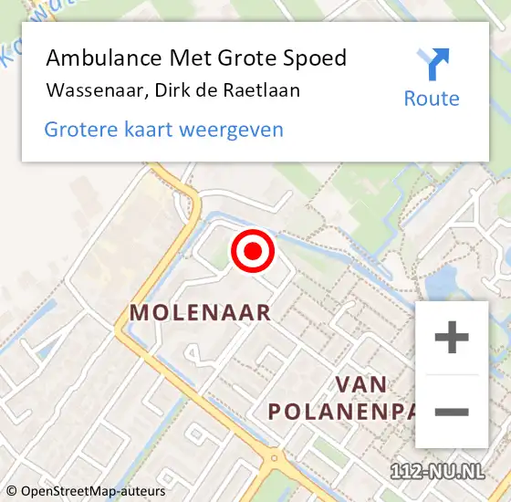 Locatie op kaart van de 112 melding: Ambulance Met Grote Spoed Naar Wassenaar, Dirk de Raetlaan op 4 januari 2024 14:57