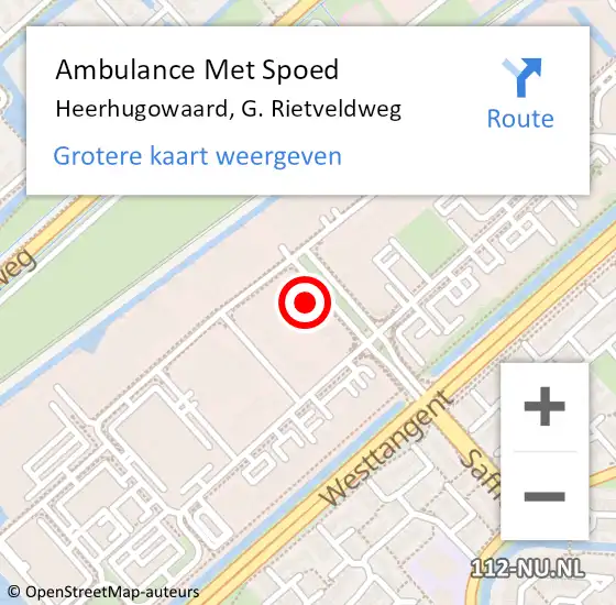 Locatie op kaart van de 112 melding: Ambulance Met Spoed Naar Heerhugowaard, G. Rietveldweg op 4 januari 2024 15:13