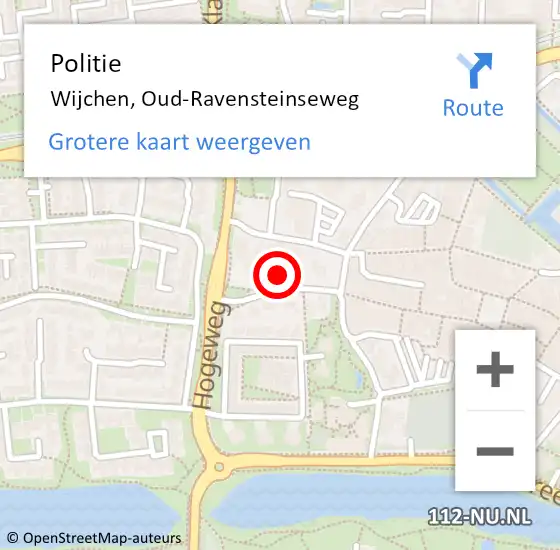 Locatie op kaart van de 112 melding: Politie Wijchen, Oud-Ravensteinseweg op 4 januari 2024 15:22