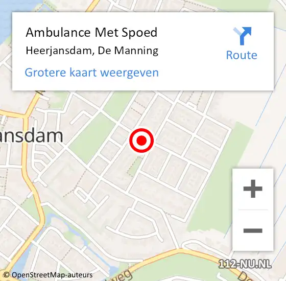 Locatie op kaart van de 112 melding: Ambulance Met Spoed Naar Heerjansdam, De Manning op 4 januari 2024 15:26