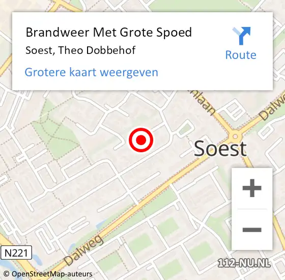 Locatie op kaart van de 112 melding: Brandweer Met Grote Spoed Naar Soest, Theo Dobbehof op 4 januari 2024 15:34