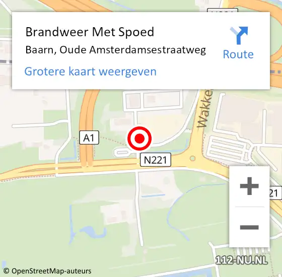 Locatie op kaart van de 112 melding: Brandweer Met Spoed Naar Baarn, Oude Amsterdamsestraatweg op 4 januari 2024 16:06