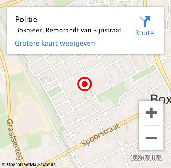 Locatie op kaart van de 112 melding: Politie Boxmeer, Rembrandt van Rijnstraat op 4 januari 2024 16:09
