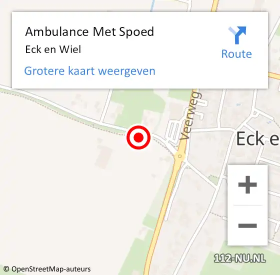 Locatie op kaart van de 112 melding: Ambulance Met Spoed Naar Eck en Wiel op 4 januari 2024 16:15