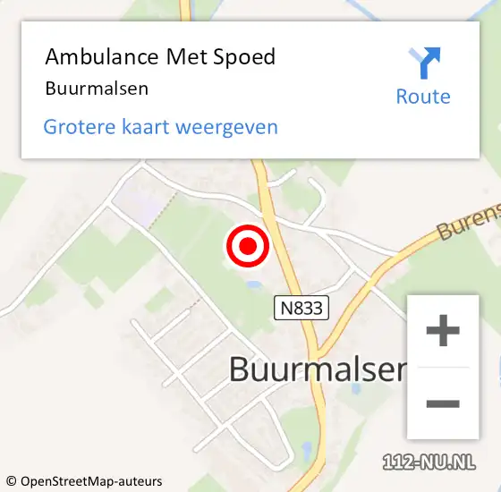 Locatie op kaart van de 112 melding: Ambulance Met Spoed Naar Buurmalsen op 4 januari 2024 16:17