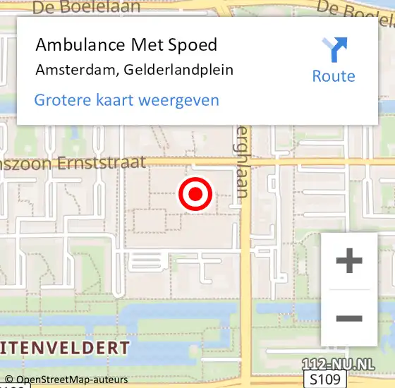 Locatie op kaart van de 112 melding: Ambulance Met Spoed Naar Amsterdam, Gelderlandplein op 4 januari 2024 16:26