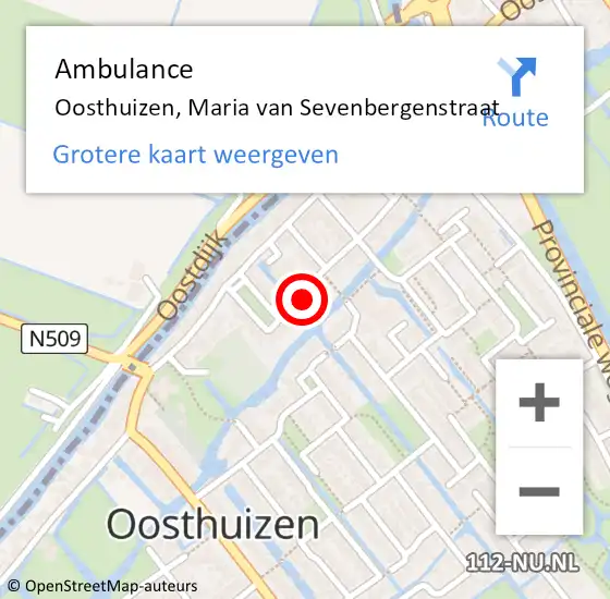 Locatie op kaart van de 112 melding: Ambulance Oosthuizen, Maria van Sevenbergenstraat op 4 januari 2024 16:34