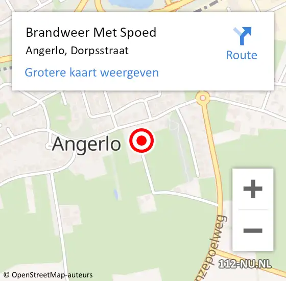 Locatie op kaart van de 112 melding: Brandweer Met Spoed Naar Angerlo, Dorpsstraat op 20 september 2014 23:29