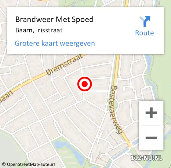 Locatie op kaart van de 112 melding: Brandweer Met Spoed Naar Baarn, Irisstraat op 4 januari 2024 17:14