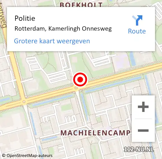 Locatie op kaart van de 112 melding: Politie Rotterdam, Kamerlingh Onnesweg op 4 januari 2024 17:20