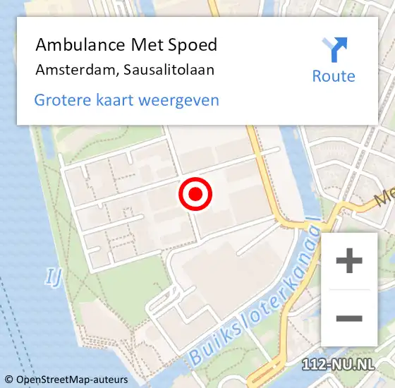 Locatie op kaart van de 112 melding: Ambulance Met Spoed Naar Amsterdam, Sausalitolaan op 4 januari 2024 17:27