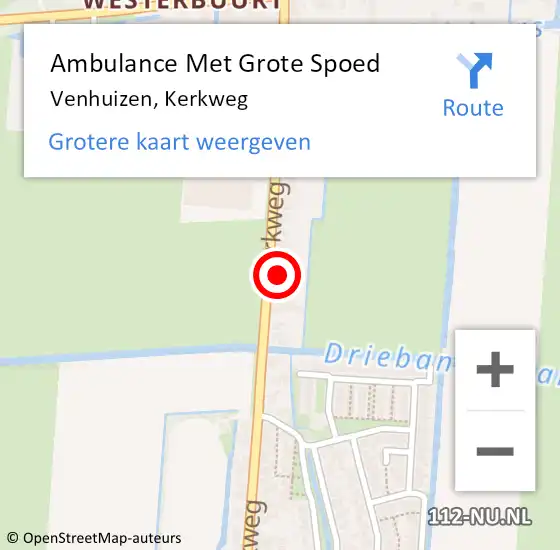 Locatie op kaart van de 112 melding: Ambulance Met Grote Spoed Naar Venhuizen, Kerkweg op 4 januari 2024 17:28