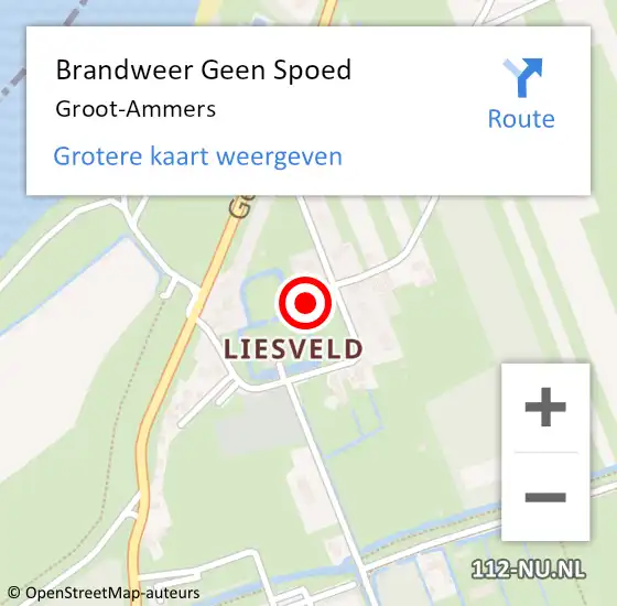 Locatie op kaart van de 112 melding: Brandweer Geen Spoed Naar Groot-Ammers op 4 januari 2024 17:39