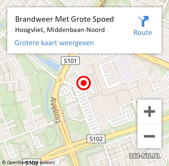 Locatie op kaart van de 112 melding: Brandweer Met Grote Spoed Naar Hoogvliet, Middenbaan-Noord op 4 januari 2024 17:45