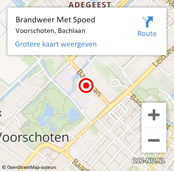 Locatie op kaart van de 112 melding: Brandweer Met Spoed Naar Voorschoten, Bachlaan op 4 januari 2024 18:04