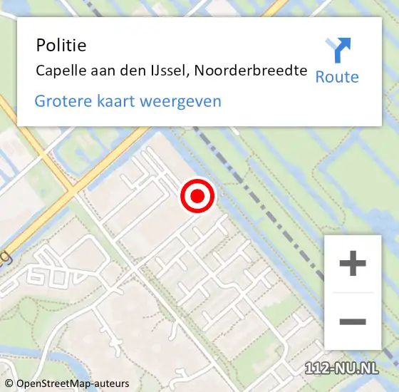 Locatie op kaart van de 112 melding: Politie Capelle aan den IJssel, Noorderbreedte op 4 januari 2024 18:05