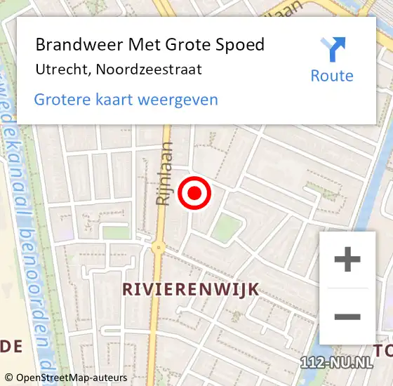 Locatie op kaart van de 112 melding: Brandweer Met Grote Spoed Naar Utrecht, Noordzeestraat op 4 januari 2024 18:10