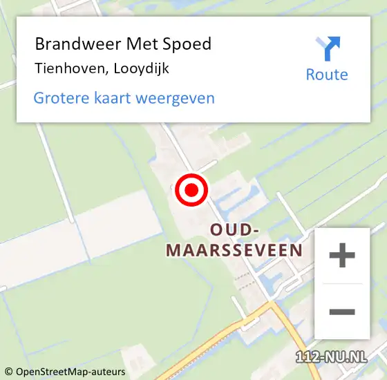 Locatie op kaart van de 112 melding: Brandweer Met Spoed Naar Tienhoven, Looydijk op 4 januari 2024 18:16