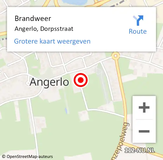 Locatie op kaart van de 112 melding: Brandweer Angerlo, Dorpsstraat op 20 september 2014 23:47