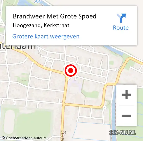 Locatie op kaart van de 112 melding: Brandweer Met Grote Spoed Naar Hoogezand, Kerkstraat op 4 januari 2024 18:58