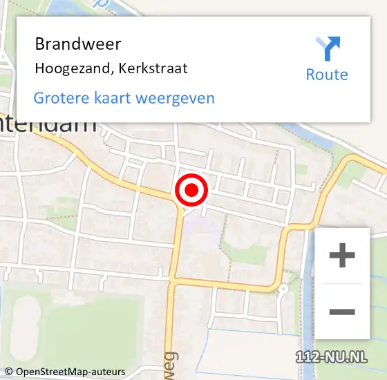 Locatie op kaart van de 112 melding: Brandweer Hoogezand, Kerkstraat op 4 januari 2024 18:59